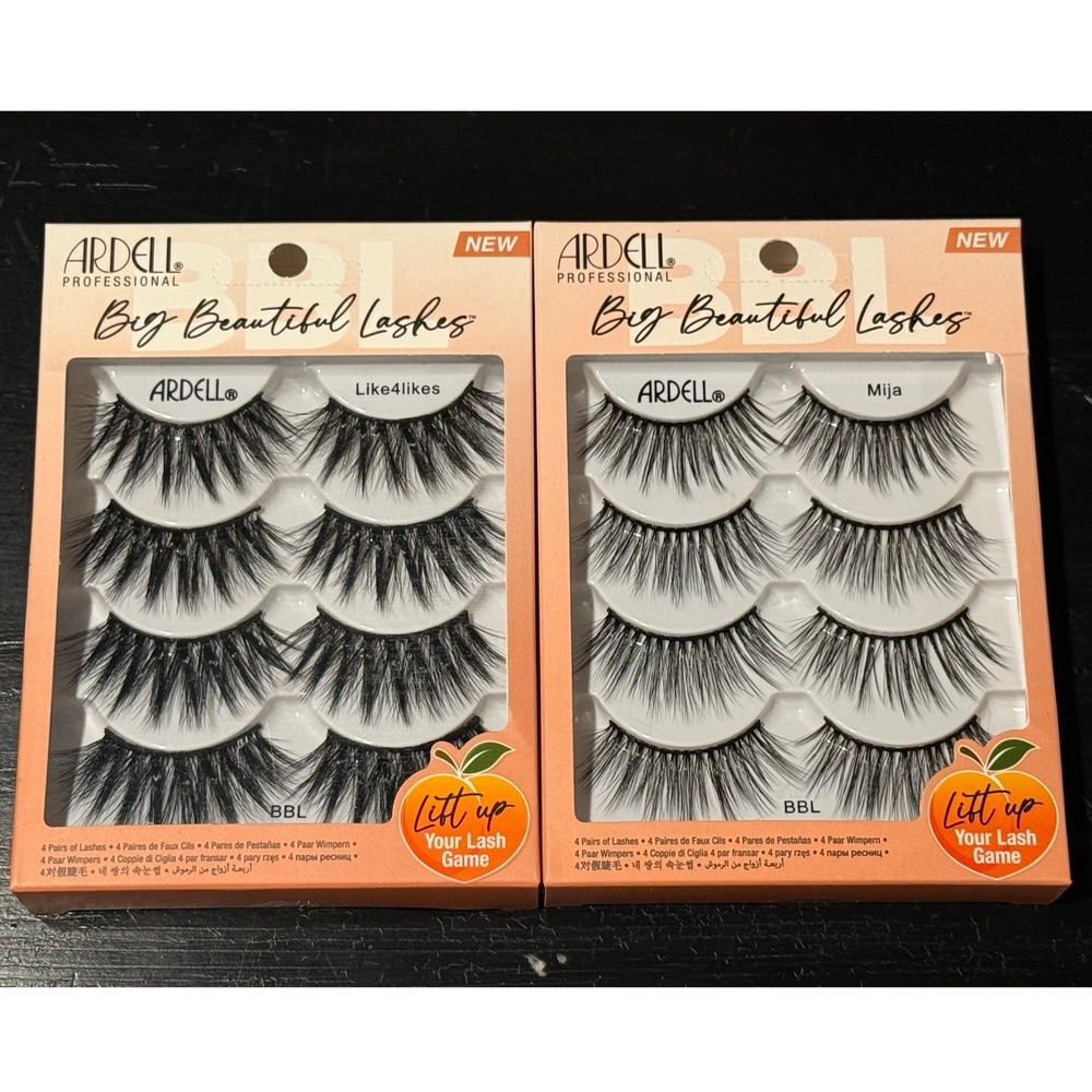 Lot NEW Ardell Big Beautiful Lashes Like4likes Mija Total Black Faux Lash